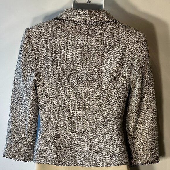 Banu Paris SZ 8 Brown Tweed Metal Trim Wool Blazer Academia Preppy Old $ Capsule - Picture 5 of 9